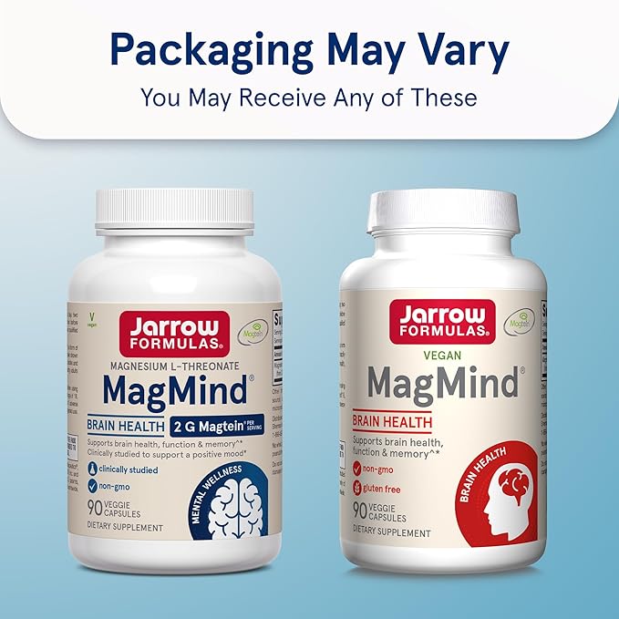 Jarrow Formulas MagMind - 90 Capsules - Includes Magnesium L-Threonate (Magtein) - Supports Brain Health & Function - 30 Servings