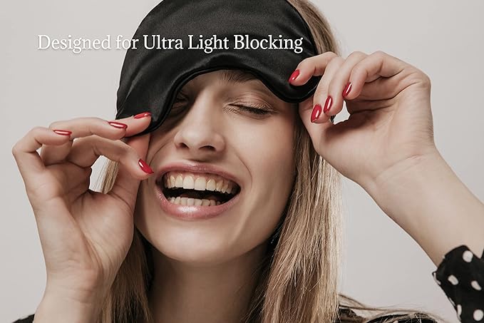 Premium 25 Momme Mulberry Silk Eye Mask for Sleeping (Midnight)