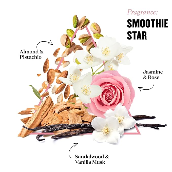 Soap & Glory Smoothie Star Moisturizing Body Lotion - Non-Greasy Vegan Body Moisturizer with Skin-Softening Cocoa Butter & Coconut Oil - Almond & Vanilla Scented Lotion (500ml)