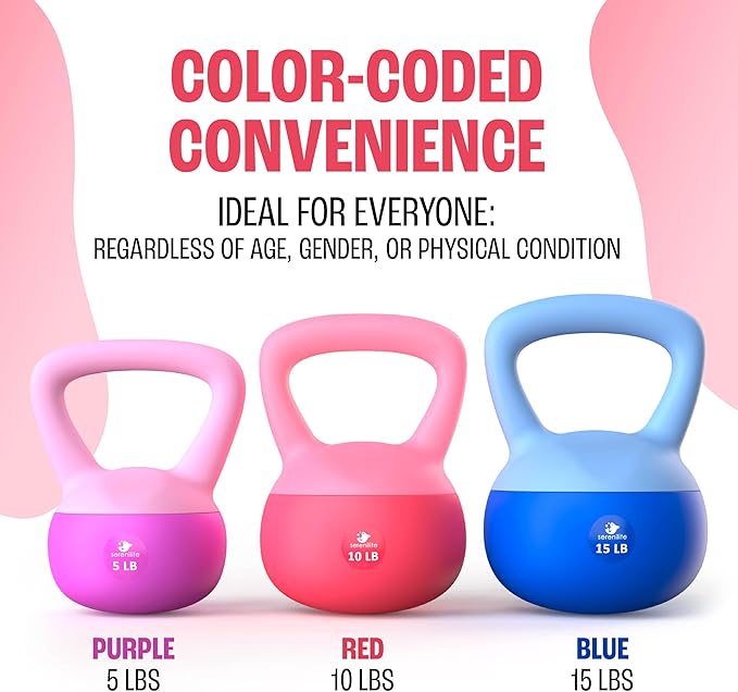 Soft Kettlebells, Serenilite Kettlebell Sets, Kettle Bell Sets for Women & Men, Safe Strength Training Kettlebells, Kettlebell Weights for Home Workouts & More.