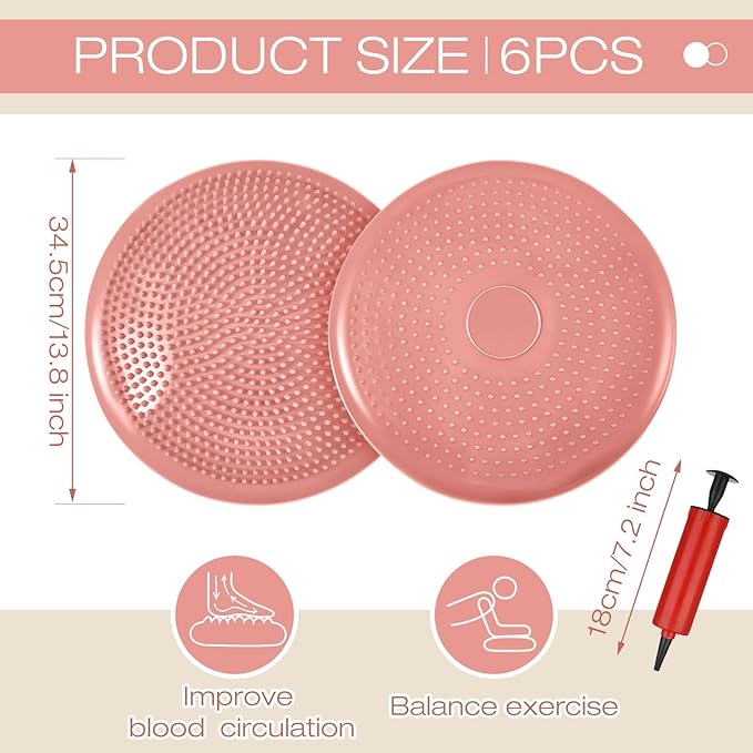 Amylove 6 Pcs Wiggle Seat Inflated Wobble Cushion for Sensory Kid 13 Inch Balance Disc Kids Flexible Seating Exercise Sensory Pad Chair Cushion for Classroom Office School