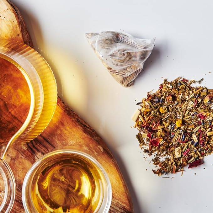 Grace Farms REST Wellness Organic Tea Blend (16 Pyramid Sachets) | Sleep and Stress Support For Evening | Chamomile Vanilla Tea with Adaptogenic Herbs and Mushrooms | Fairtrade and Kosher