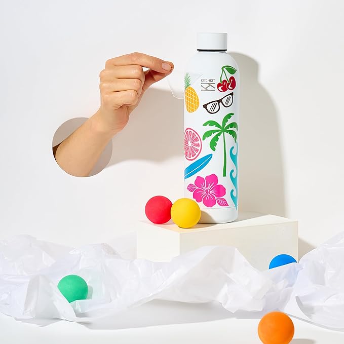 Insulated Stainless Steel Water Bottle 25oz/750ml Vacuum Flask & Bonus Sticker Pack, Leak-Proof Lid, Hot & Cold Retention, Minimalist White Design, Reusable Eco Bottle (Polar Frost)