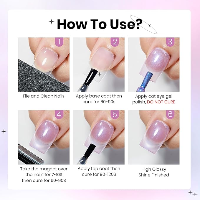 Aurora Magnetic Cat Eye Gel Nail Polish 12 Colors Mermaid Shimmer Glitter Cateye Gel Polish Spring Summer Colors Cat Eye Manicure Gift Soak Off Lamp Salon DIY at Home