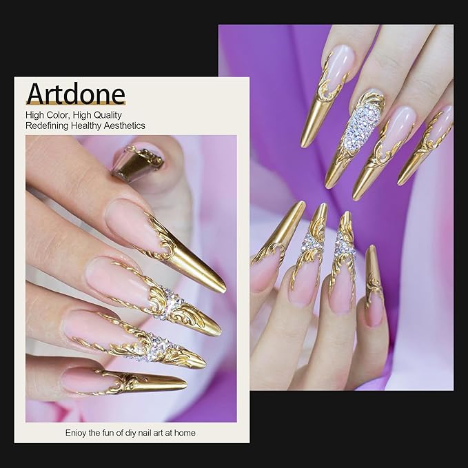 Artdone Chrome Nail Powder, Light Gold Iridescent Aurora Powder Metallic Mirror Effect Pigment Pearlescent Mermaid Pigment Pearl Glitter Dust Kit, Nail Art Decoration, Resin Craft