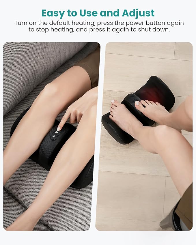 Nekteck Foot Massager with Heat & Foot Roller, Shiatsu Calf Leg Massager for Circulation and Neuropathy Pain Relief for Feet Care Home Office Gadgets Relaxing Massage Tools for Women Men Mom Dad