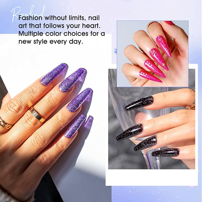 ROSALIND Glitter Christmas Gel Nail Polish, 12 Colors Red Sparkle Green Glitter Gold Silver Gel Polish Sparkly Hot Pink Winter Nail Polish Collection for Nail Art Gift Need UV Curing