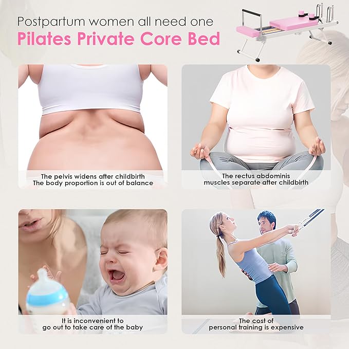 DlandHome Pilates Reformer, Foldable Pilates Reformer Machine with Springs & Resistance, Suitable for Advanced and Beginners Users Adjustable Pilates Equipment for Full-Body Home Workout Up to 330 lbs