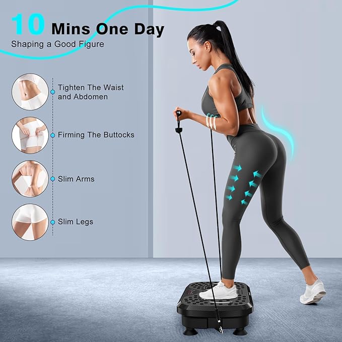 Vibration Plate Exercise Machine, Carbon Fibre Vibration Plate for Lymphatic Drainage,Vibrating Plate for 150-Speed Adjustable with 450 lbs Capacity Full Body Workout Home Gym Equipment (Men & Women)