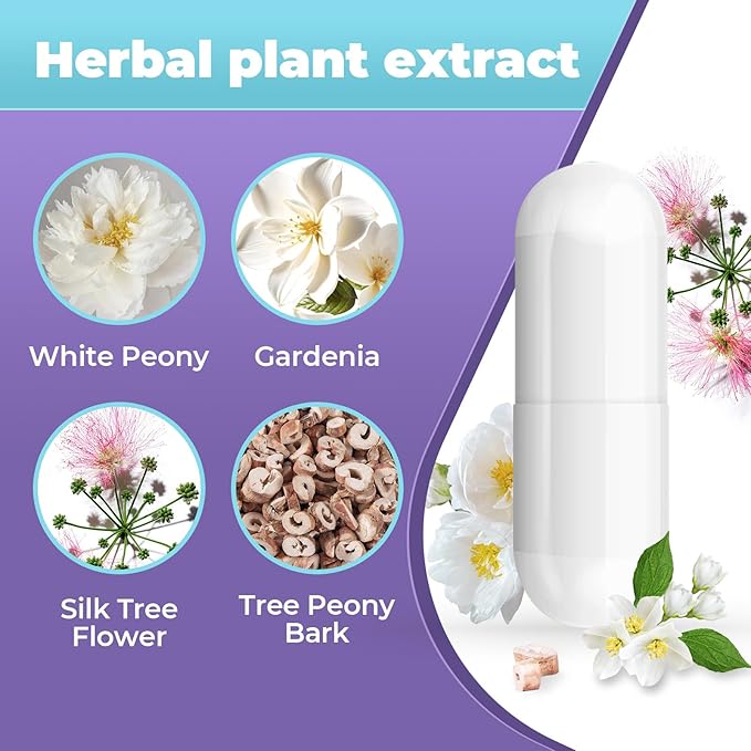 EasyMind Sleep Aid for Adults, Magnesium Glycinate, Vegan, Stress Relief, Herbal Sleep Supplement, Mood Support, 30 Servings