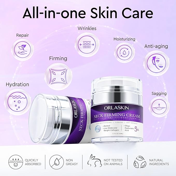 Neck Firming Cream, Retinol Cream for Face&Neck for Tightening Firming Anti-aging Face Moisturizer with Retinol Collagen & Hyaluronic Acid Lift Wrinkle for Women and Men 1.7 Fl. Oz.