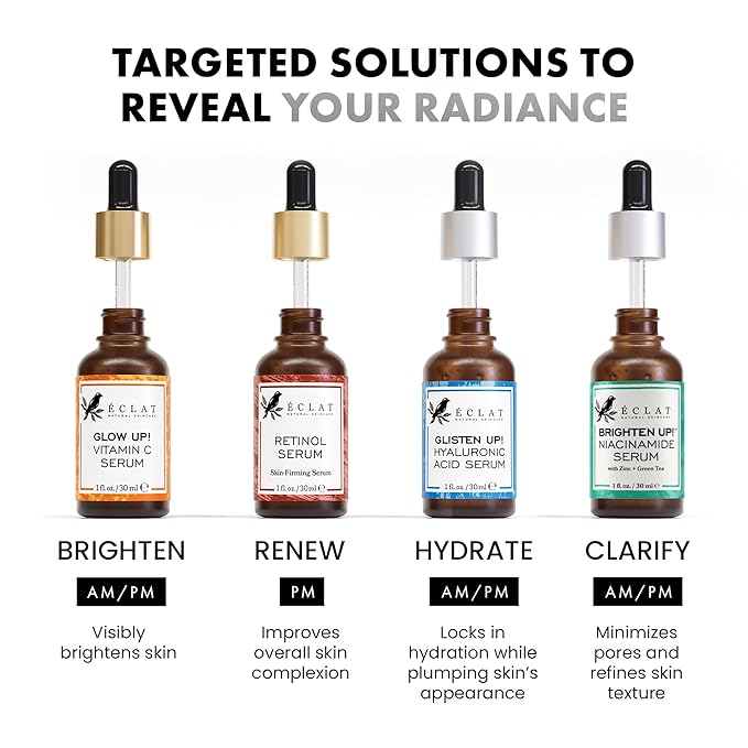 Eclat Skincare Clarifying Niacinamide Serum - 12% Niacinamide with Zinc PCA & Hyaluronic Acid - Hydrating & Soothing Formula - Facial Serum for Minimizing Pores and Improving Skin Texture 1 Fl Oz