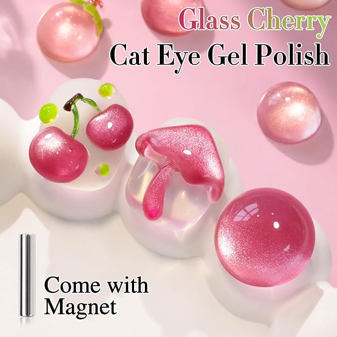 Double Rhythm 0.5 OZ Cat Eye Gel Polish with Magnet 15ML Holographic Glitter Shimmer Translucent Jelly Color Magnetic Nail Polish Salon DIY at Home (Peach Purple-MC1208)