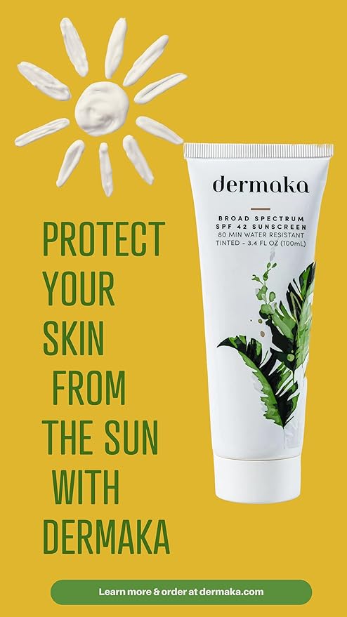 Dermaka Tinted Sunscreen SPF 42 for Face & Body – 2-in-1 Lightly Tinted Mineral Sunscreen with Zinc Oxide & Titanium Dioxide – Skin Soothing, Water-Resistant 80 Min, 3.4 oz