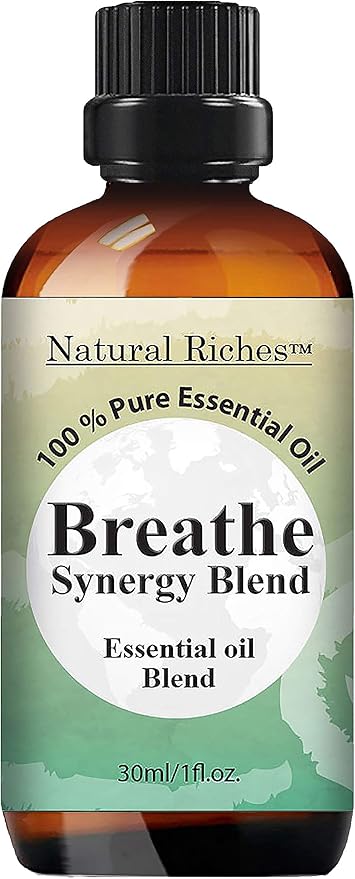 Natural Riches Breathe Essential Oil Blend Breathe Easy with Peppermint Eucalyptus Tea Tree Lemon Cardamom Pine Needle Essential Oils - 30 ml