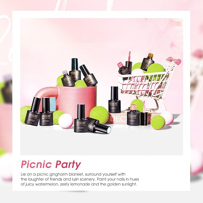 ROSALIND 12PCS Jelly Gel Polish, Clear Translucent Gel Nail Polish Set Sheer Transparent Effect Soak Off UV Set Nude Pink Nail Art Collection Salon DIY at Home Gifts for Women