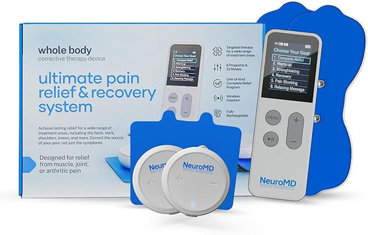 NeuroMD Wireless TENS Unit Muscle Stimulator for Pain Relief | TENS Machine with Electrode Pads | 5-Step Complete Relief Program with EMS Technology for Back Pain, Muscle Strengthening, and Sciatica