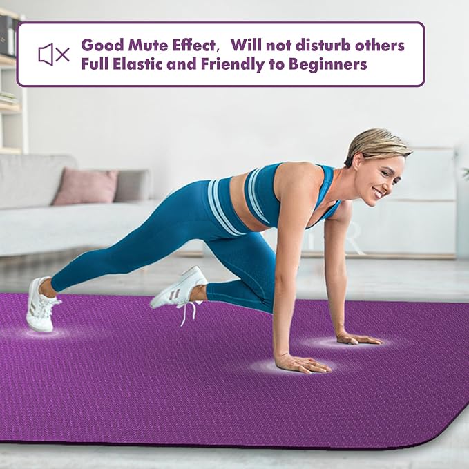 FrenzyBird Large Yoga Mat 6'x 4'（72”x 48”）—1/4" &1/3" Extra Wide Exercise Mat 183cm x 122cm Large Exercise Mat Big Home Yoga Mat Pilates Mat,Non Slip,Thick,TPE Workout Mat,for Women & Men, Yoga, Pilates, Gym and Floor Workouts Pilates