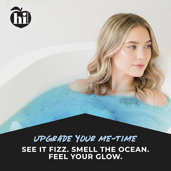 Hi Peach Layne Ocean Air Bath Bombs 12-Pack (3.5 oz Each) – Vegan, Clean Beauty Spa Gifts for Women & Kids, Fun Fizzing Bath Bombs for Girls