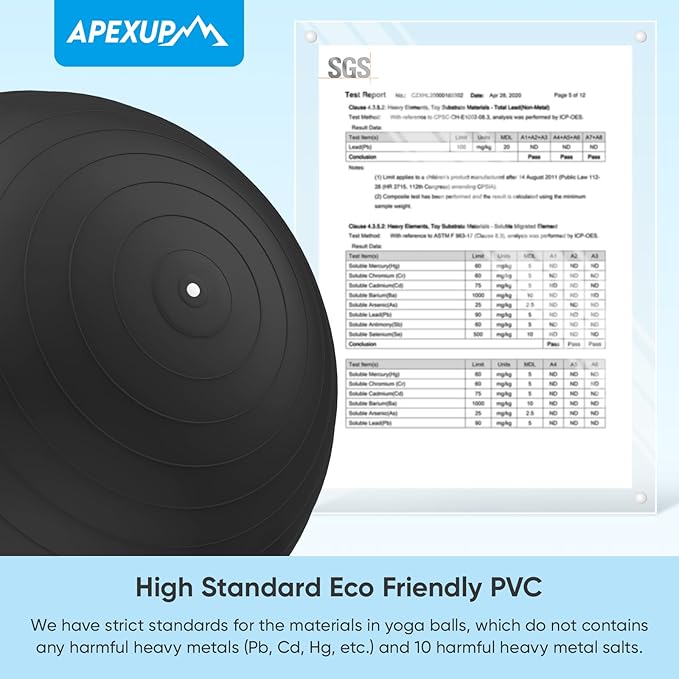 APEXUP Yoga Ball Exercise Ball Anti Slip Heavy Duty for Fitness, Balance & Core Workout