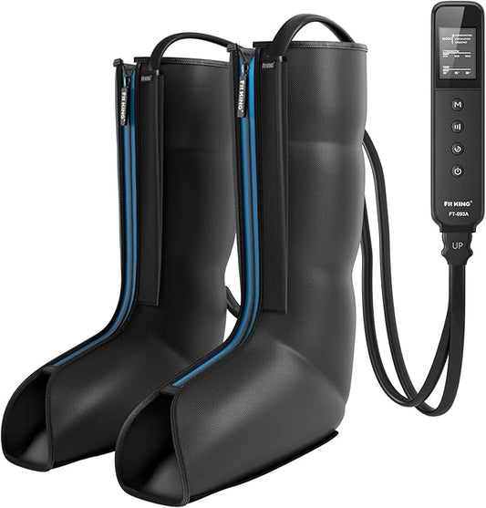 FIT KING Leg Massager, Upgraded Foot and Calf Massager with Air Compression Therapy, Sequential Compression Device Massage Boots for Circulation, Edema, RLS, Pain Relief - 3 Timer Options