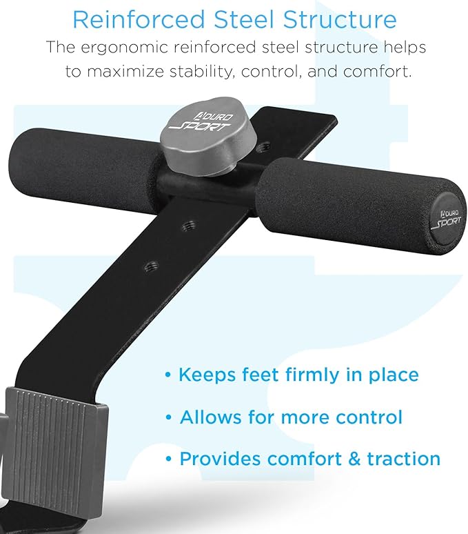 Aduro Sport Doorway Sit-Up Exercise Bar, Adjustable Reinforced Steel with Padded Ankle Bar, Perfect for Home Work or Travel - Fits Any Door