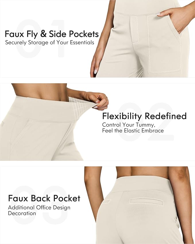 G4Free Yoga Pants Women Wide Leg Pants with Pockets High Waist Stretch Dress Casual Sweatpants Petite/Regular/Tall