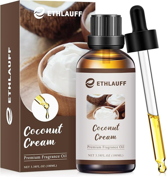 Essential Oils Coconut Cream, 100ml Coconut Fragrance Oil - for Candle, Soap Making, Aromatherapy, Diffusers, Home Care, & Humidifiers, Bath Bombs, Massage