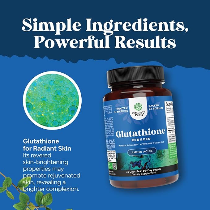 Reduced Glutathione Supplement with Milk Thistle - 500 mg per Serving Pure L Glutathione with Alpha Lipoic Acid & Milk Thistle Silymarin for Skin Radiance, Liver Support & Immune Support - 30 Count