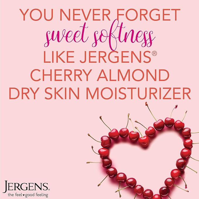Jergens Original Scent Dry Skin Body Lotion, Hand and Body Moisturizer, Cherry Almond Essence, Dermatologist Tested, 3 Oz, Pack of 8