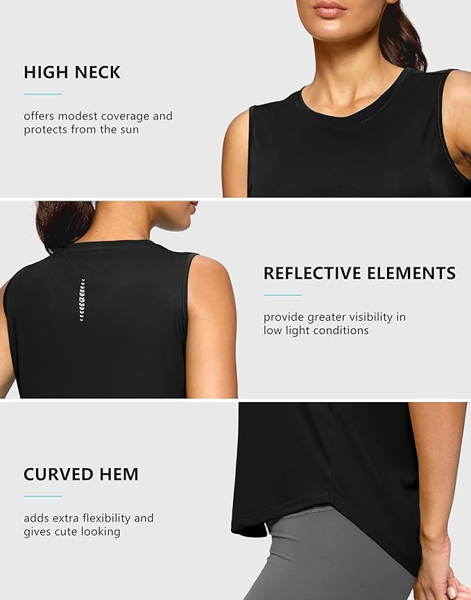 G Gradual Women's Workout Tank Tops Lightweight Sleeveless High Neck Athletic Shirts for Running Gym Tennis Pickleball