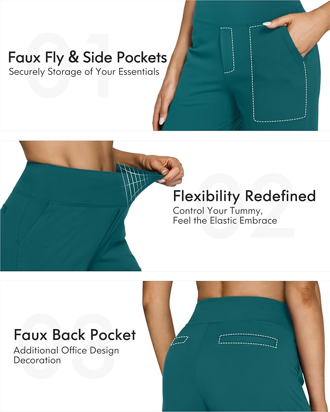 G4Free Yoga Pants Women Wide Leg Pants with Pockets High Waist Stretch Dress Casual Sweatpants Petite/Regular/Tall