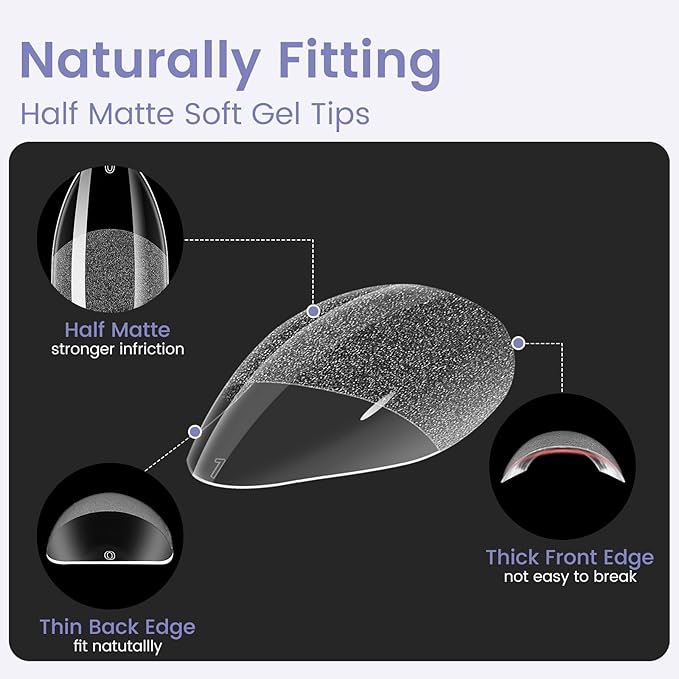 Short Almond Nail Tips: 240PCS Soft Gel Pre-Shaped Acrylic Fake Almond Nail Tips, 12 Sizes Full Cover Clear Press on Nails for Girls Women Nail Art Design