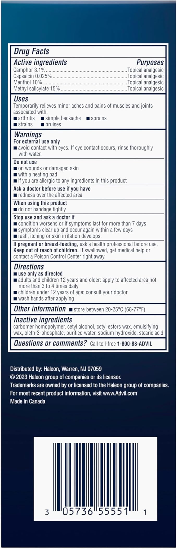 Advil Targeted Relief Pain Relieving Cream, Up to 8 Hours of Powerful Relief of Minor Arthritis Pain, Joint Pain, Lower Back Pain and Muscle Pain - 4 oz