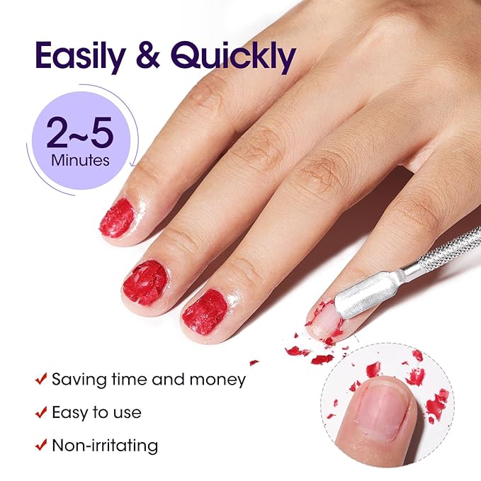 Gellen Gel Nail Polish Remover, Gel Polish Remover for Nails with Cuticle Pusher and Nail File, Easily & Quickly Remove Gel in 2-5 Minutes, No Need Soaking Or Wrapping