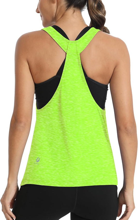 ICTIVE Workout Tops for Women Sleeveless Open Back Muscle Racerback Exercise Tank Shirts