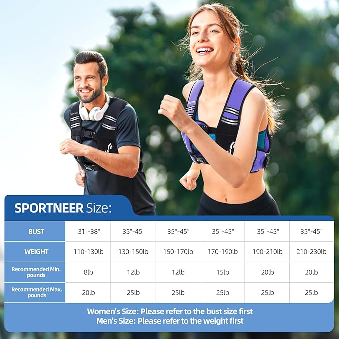 Sportneer Weighted Vest Woman: 8lb/12lb/15lb/20lb/25lb Weight Vest with Detachable Phone Bag, Adjustable Women Weighted Vest Rucking Vest for Walking Strength Training Muscle Building Weight Loss
