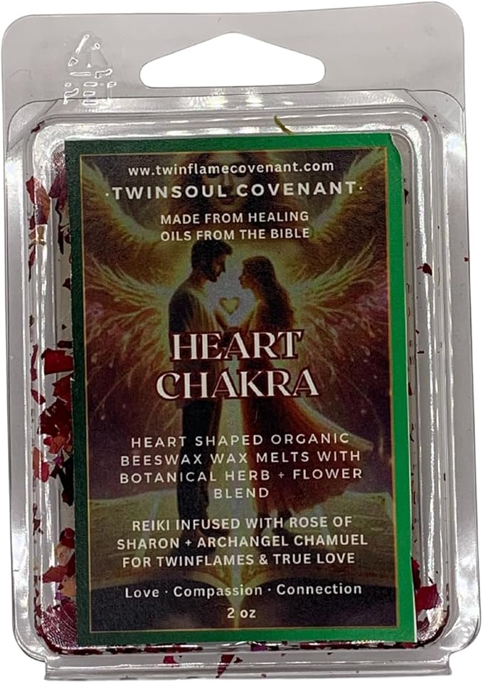TwinFlames Chakra Wax Melt Collection – Beeswax Aromatherapy Melts with Archangel Energy, Sacred Oils & Scripture – 10 Spiritual Melts for Meditation, Alignment & Reiki (Heart Chakra)