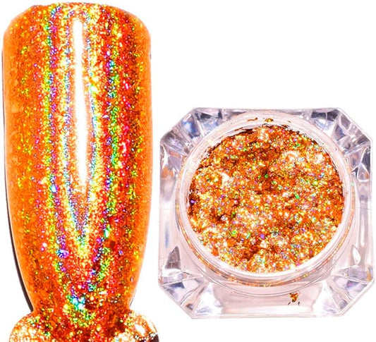 Nail Art Chameleon Glitters Sequins Chunky Iridescent Holographic Flakes Confetti Iridescent Powder for Nail DIY Craft 2 Boxes