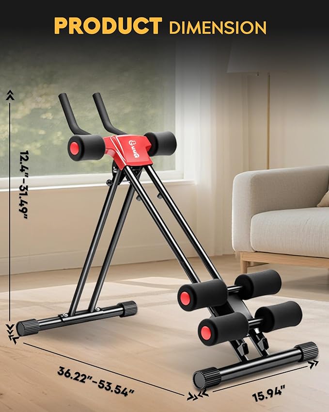 Ab Machine Abdominal Stomach Workout: Adjustable Ab Trainer Machine Ab Cruncher Core Strength Training Equipment for Home Gym Foldable for Women and Men