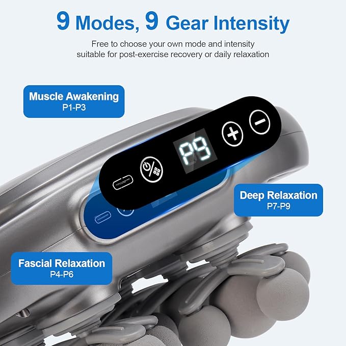 Massage Gun, 22 Head Foot Back Neck Shoulder Massager with Adjustable Multi-Modes & Intensities, Fascia Gun for Athletes, Birthday Gifts for Men