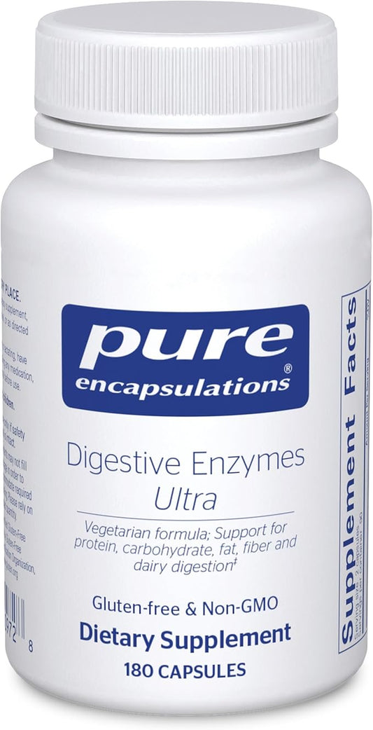 Pure Encapsulations Digestive Enzymes Ultra - Vegetarian Digestive Enzyme Supplement to Support Protein, Carb, Fiber, and Dairy Digestion* - 180 Capsules