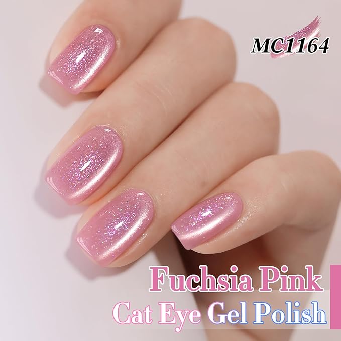 Double Rhythm 6 Colors Cat Eye Gel Polish Set Shimmer Glitter with Magnet Holographic Reflective Magnetic UV Nail Art Kit (6-Kit-48)