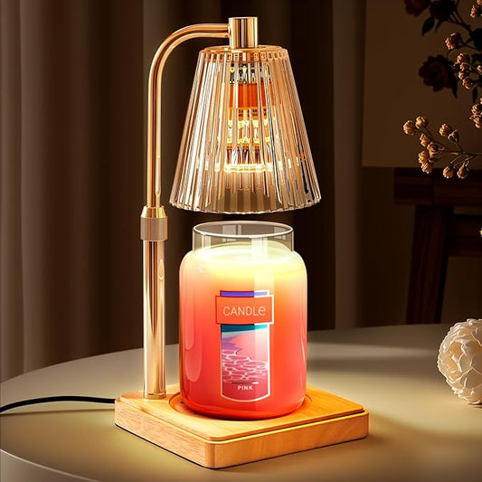 Marycele Candle Warmer Lamp with Timer for Yankee Candles, Adjustable Height Wax Melt Warmer, Birthday Gifts for Mom Women Sister, Vintage Amber Glass Lamp, Fall Decorations for Home Decor