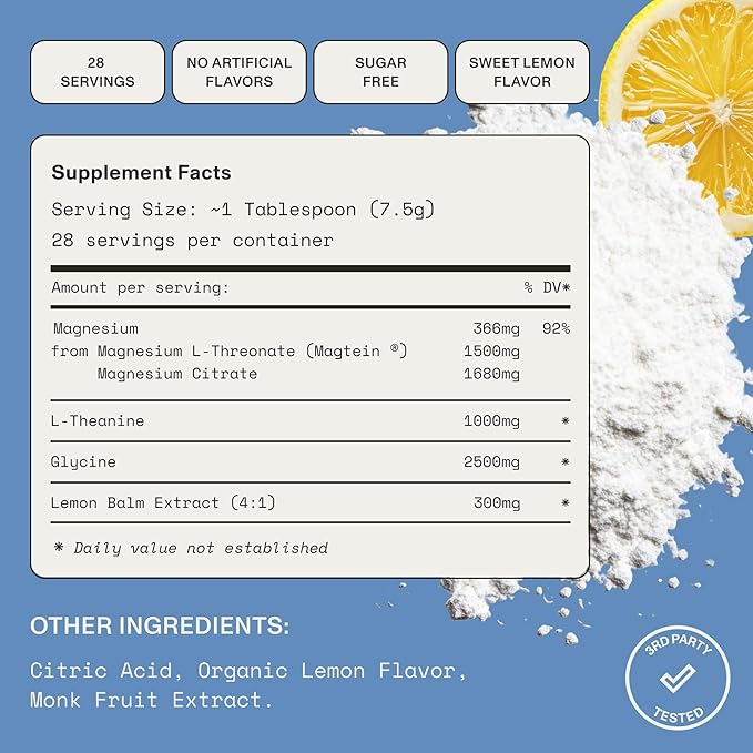 Synchro - Rest Sleep Supplements, Relaxing Sleep Aids for Adults, Powdered Magnesium Supplement for Deep Sleep Support, Nighttime Drink Sleep Supplement, Sweet Lemon Flavor, 210 Grams