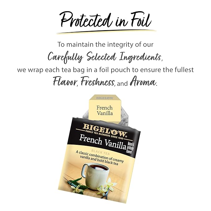 Bigelow French Vanilla Black Tea Bags, 20 Count Box (Pack of 6), Caffeinated Black Tea, 120 Tea Bags Total