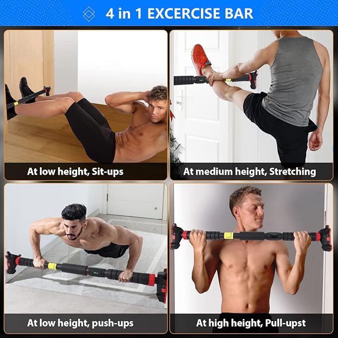 Pull Up Bar, Adjustable Strength Training Bars Without Screw, Adjustable Width Chin Up Bar for Doorway, Max Load 440 Lbs