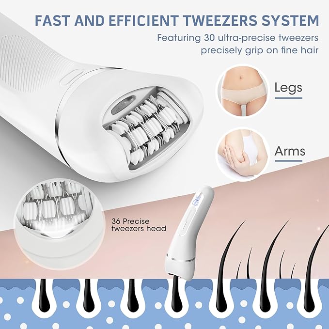 Electric Shavers for Women, 7 in 1 Hair Removal Kit with Epilator Bikini Trimmer Face Razor Body Brush Face Massager Foot Callus Remover, IPX7 Waterproof Lady Razors Set for Legs Armpit Bikini Pubic