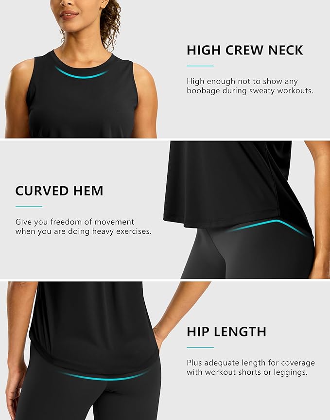 G Gradual Workout Tank Top for Women Sleeveless Athletic Yoga Tops High Neck Quick Dry Running Tennis Sports Shirts for Women