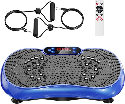 Vibration Plate Exercise Machine, Lymphatic Drainage Machine for Weight Loss, 100-Speed Platform with Remote & Bands, Quiet Full Body Vibrating Plate 500 Lbs Capacity Fitness Platform